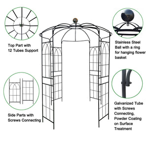 Metal Garden Arch Iron Garden Arbors Gazebo Dia High Birdcage Shape Pergola Pavilion For Wedding Ceremony