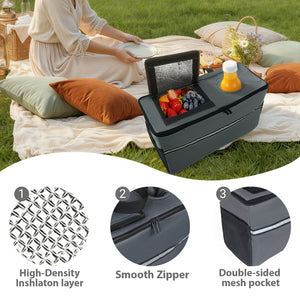 3-in-1 Folding Wagon Cart with Bench Seat & Storage
