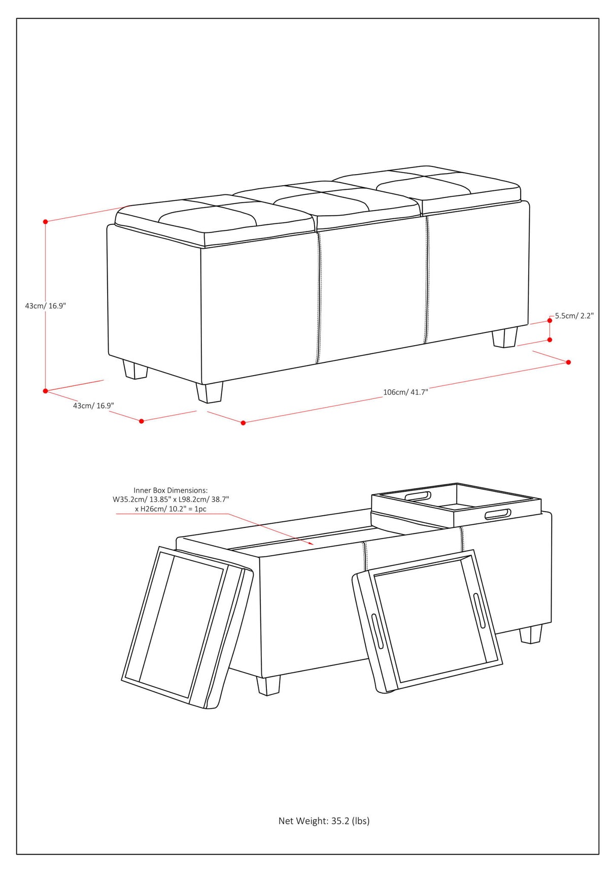 Avalon - Upholstered Storage Ottoman