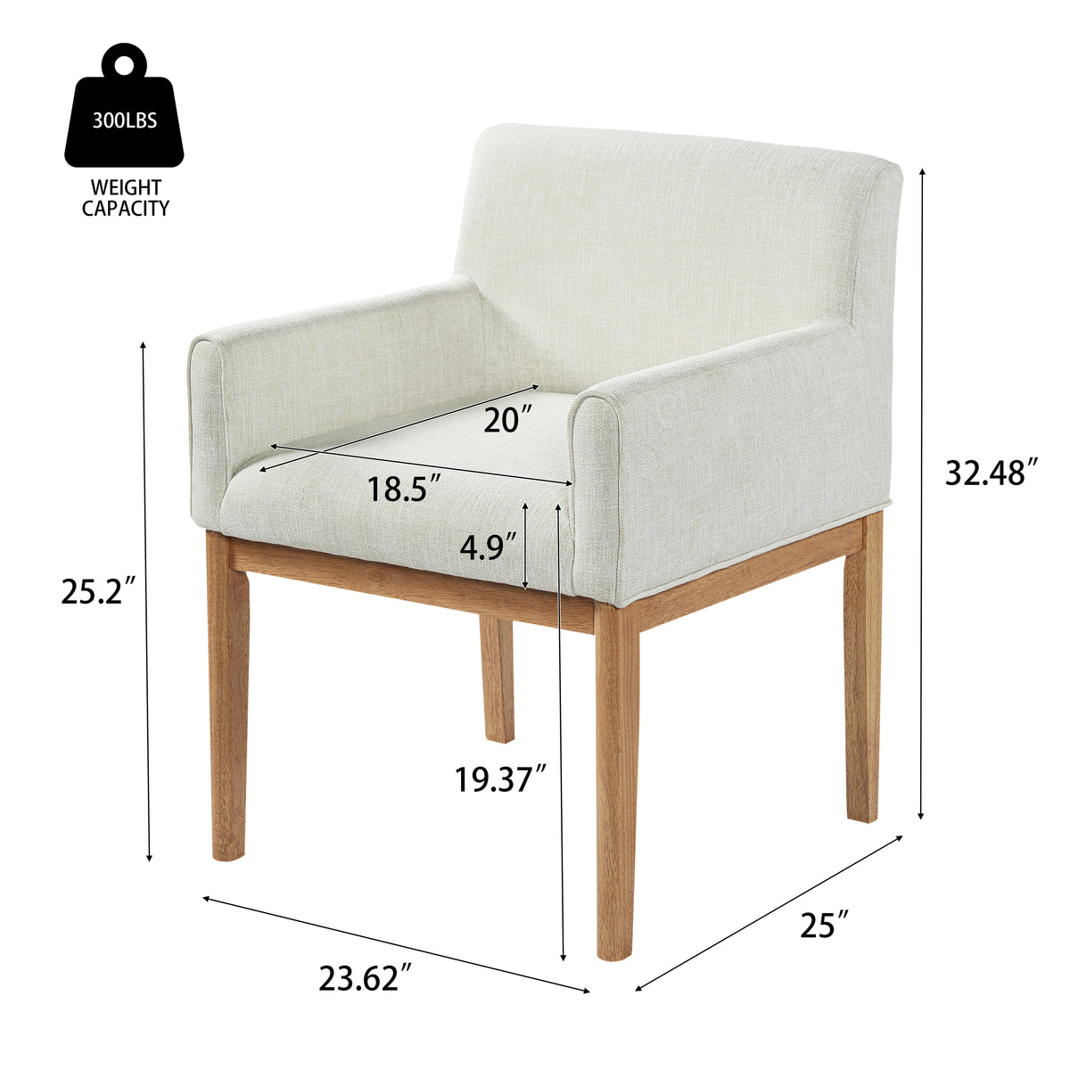 Modern Upholstered Dining Chair with Arms (Set of 2)