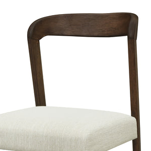 Solid Rubber Wood Counter Stools (Walnut + Beige) Set of 2