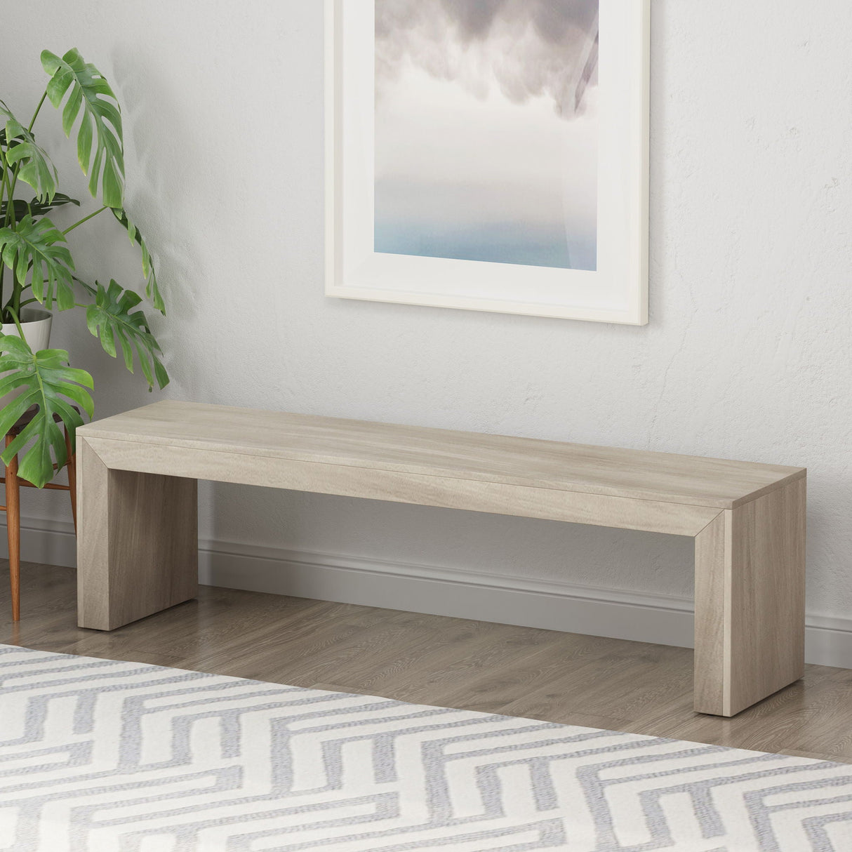 Acacia Wood Dining Bench, Farmhouse Style - Best Buy Furniture