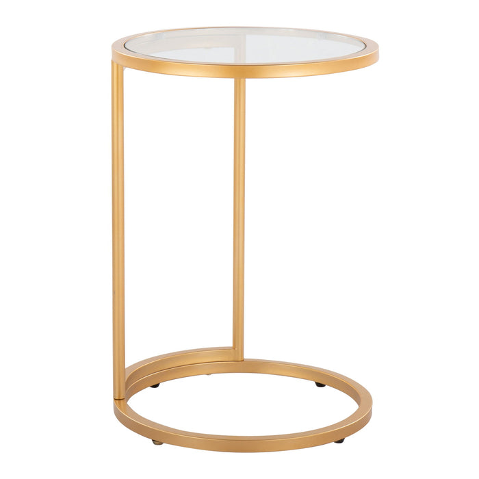 Round End Table with Tempered Glass Top - Gray or Gold