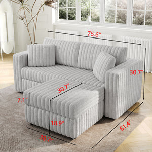 75.6" Soft Modular 2-Person Sofa with Hydraulic Lift