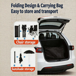Portable Folding Picnic Chair Set with Umbrella – Oxford Fabric