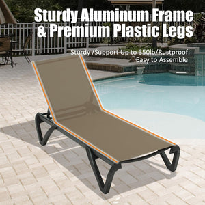 Pool Lounge Chairs Set of 2 with Adjustable Positions and Wheels
