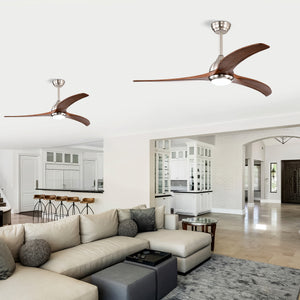 52" Solid Wood Blades Ceiling Fan with Light and Remote Control