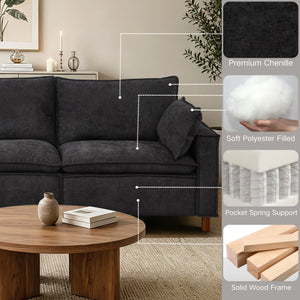108.5" Modular Sectional L Shape Sofa with Movable Ottoman