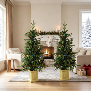 Set of 2, 4 ft Pre-Lit Aspen Fir Artificial Christmas Trees