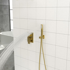 Dual Shower Head System With 12" Square Rain Shower And Rough In Valve