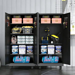 Heavy Duty Metal Storage Cabinet with Doors and Wheels