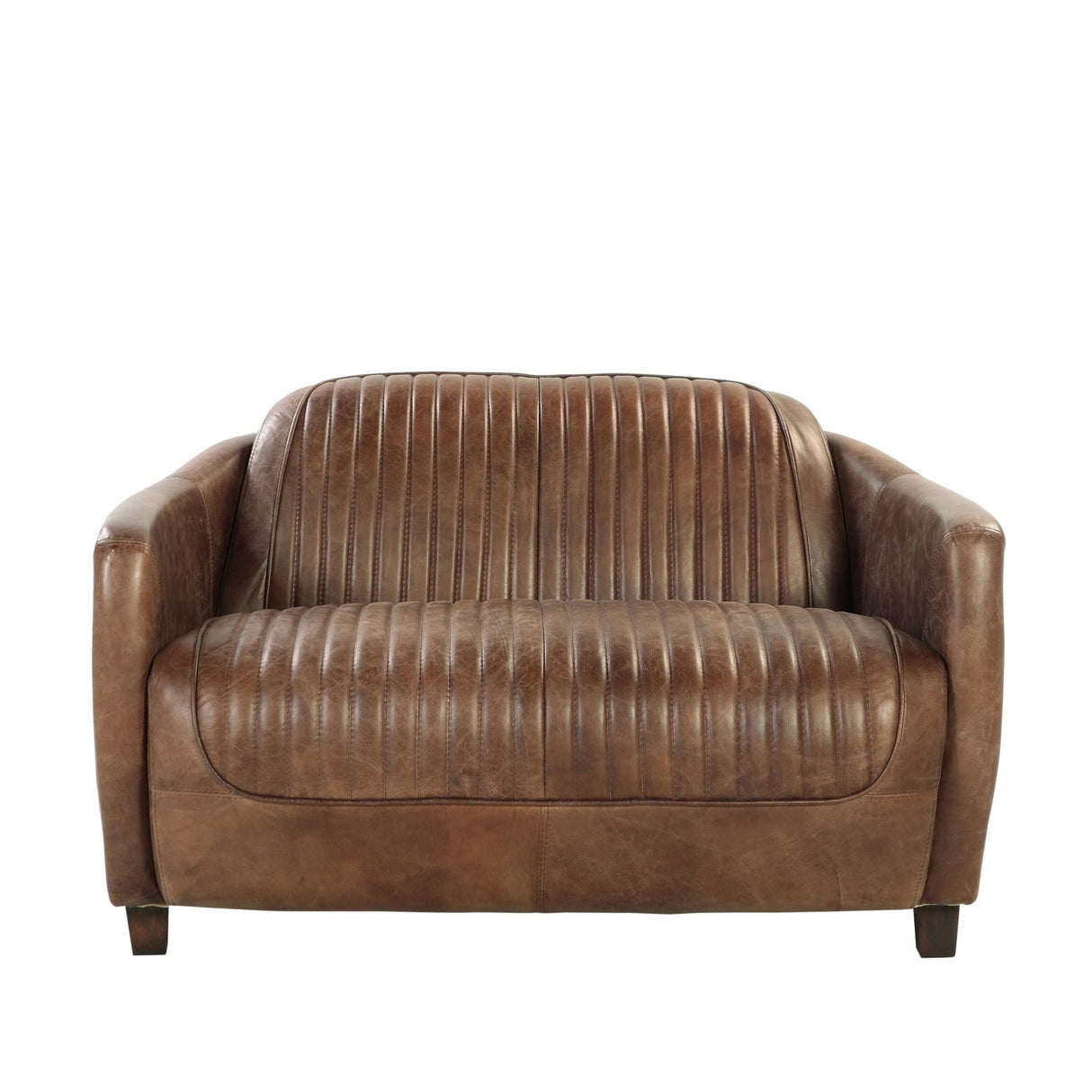 Brancaster - Grain Leather Loveseat - Brown - Best Buy Furniture