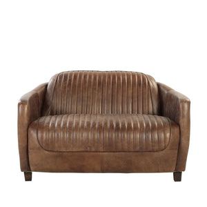 Brancaster - Grain Leather Loveseat - Brown - Best Buy Furniture