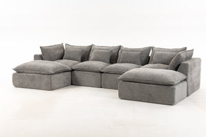 129.8" Width Modular Sectional Sofa with 2 Ottomans