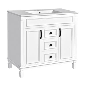 Bathroom Vanity With Top Sink, Basin On Cabinet With 2 Soft Closing Doors And 2 Drawers