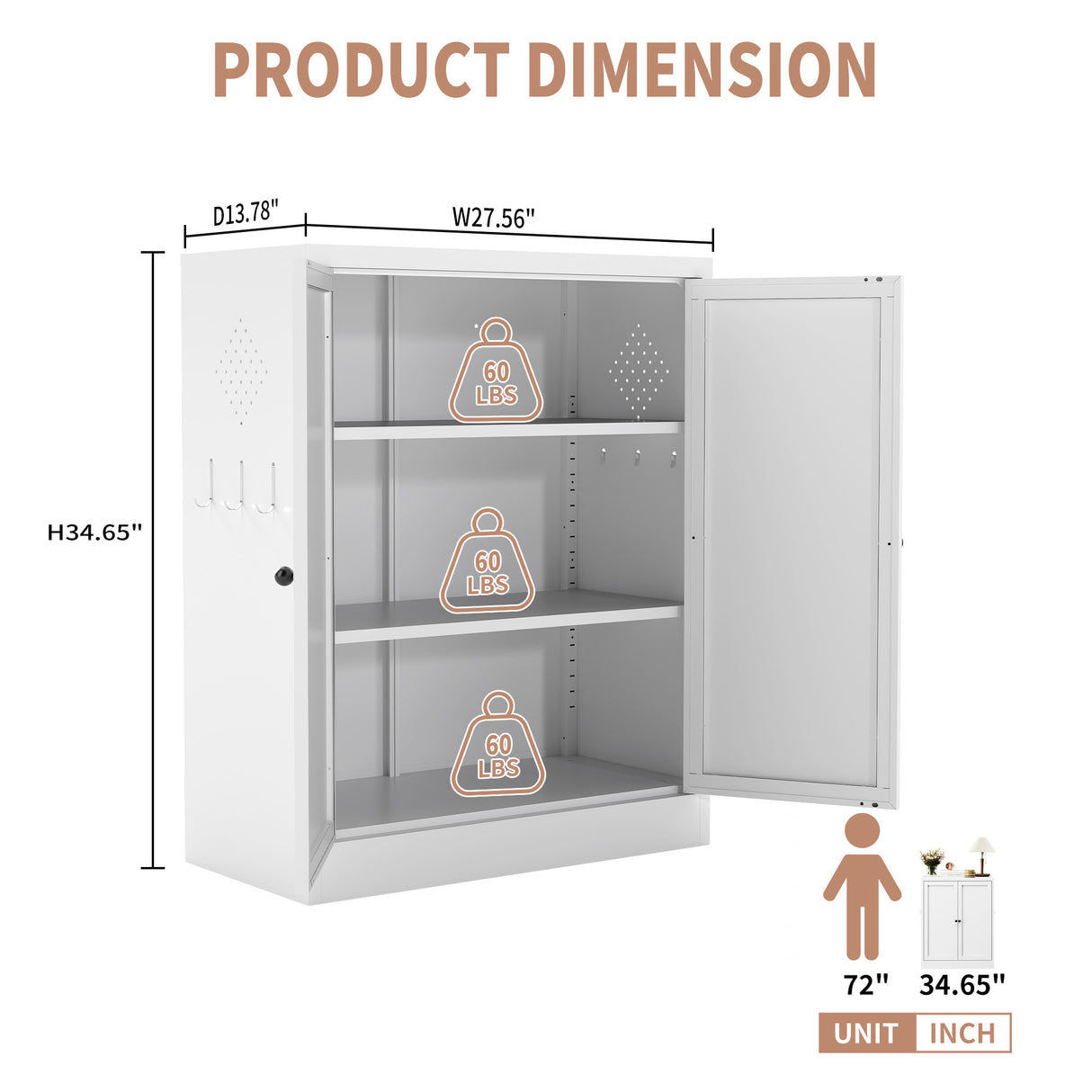 34.6" Freestanding Pantry Cabinet
