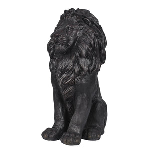 Modern Black Lion Statue with Matte Finish - 24.6" High
