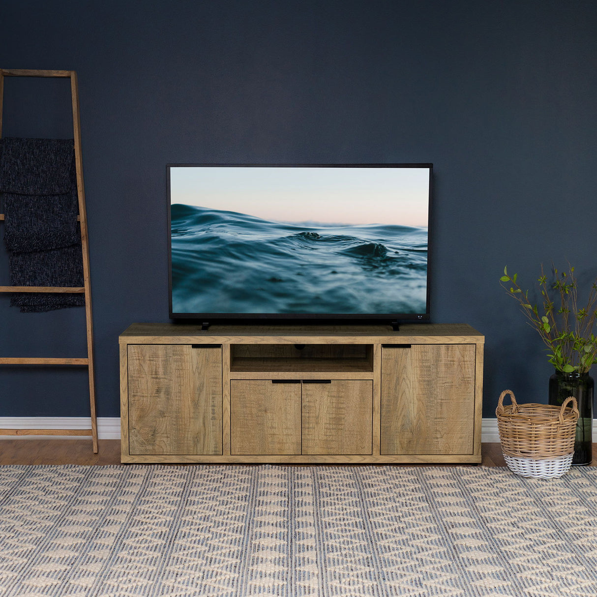 Noriega - 4 Door 60" TV Stand With Hidden Storage - Mango Color