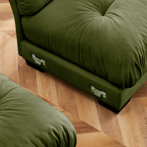 Modern Sofa With Bolstered Armrests And Pillows