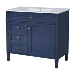 Bathroom Vanity With Mirror Cabinet, Single Sink With 2 Soft Closing Doors And 4 Drawers