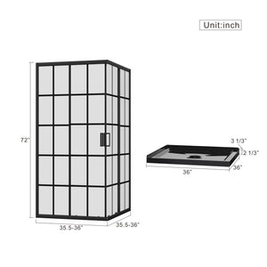 Goodyo Corner Shower Enclosure with Double Sliding Doors