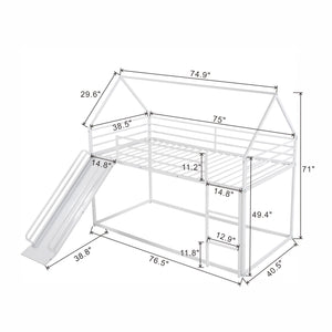Twin Over Twin House Bunk Bed With Ladder And Slide