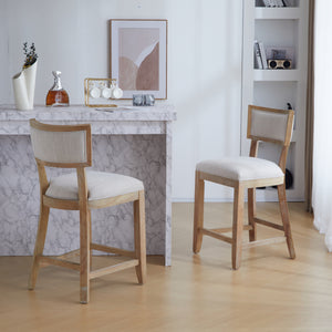 26.5" Upholstered Counter Stools Set of 2 with Comfy Back