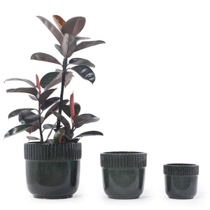Handmade Ceramic Planter Set of 3, 15/12/9 Inch Diameter, Dark
