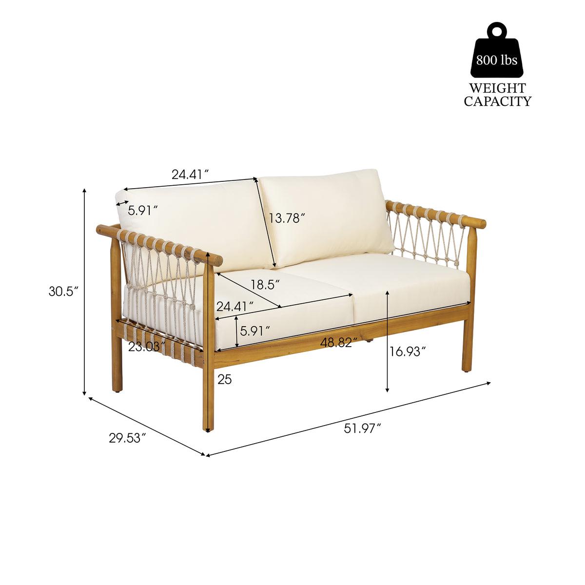 Teak Finish Acacia Wood Patio Seating