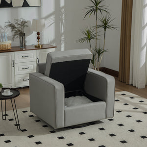 33.6''W Upholstered 360° Swivel Armchair with Hidden Storage