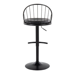 Riley - Farmhouse Adjustable Height Barstool With Swivel With Rounded T Footrest (Set of 2)