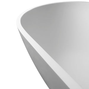 68.9" Freestanding Solid Surface Soaking Bathtub For Bathroom - Matte White