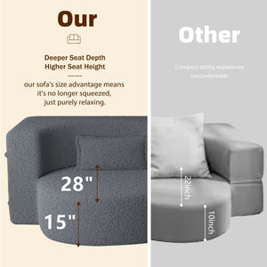 Modern Floor Sofa With 2 Pillows, Twin Size For Living Room