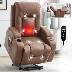 Brown PU Infinite Position Power Lift Recliner Chair