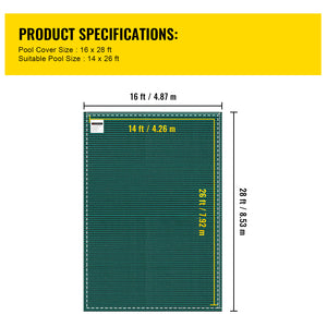 Pool Safety Cover Fits 14x26ft Rectangle Inground Safety Pool Cover