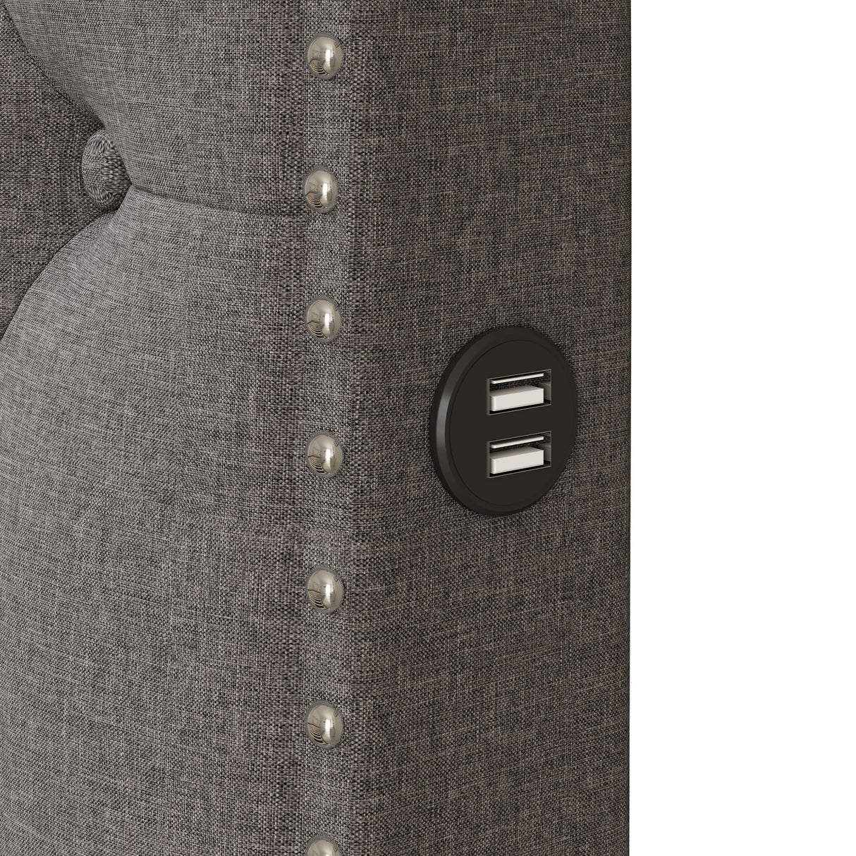 Upholstered Platform Bed With 2 Drawers And 2 Sets Of USB Ports On Each Side, Fabric