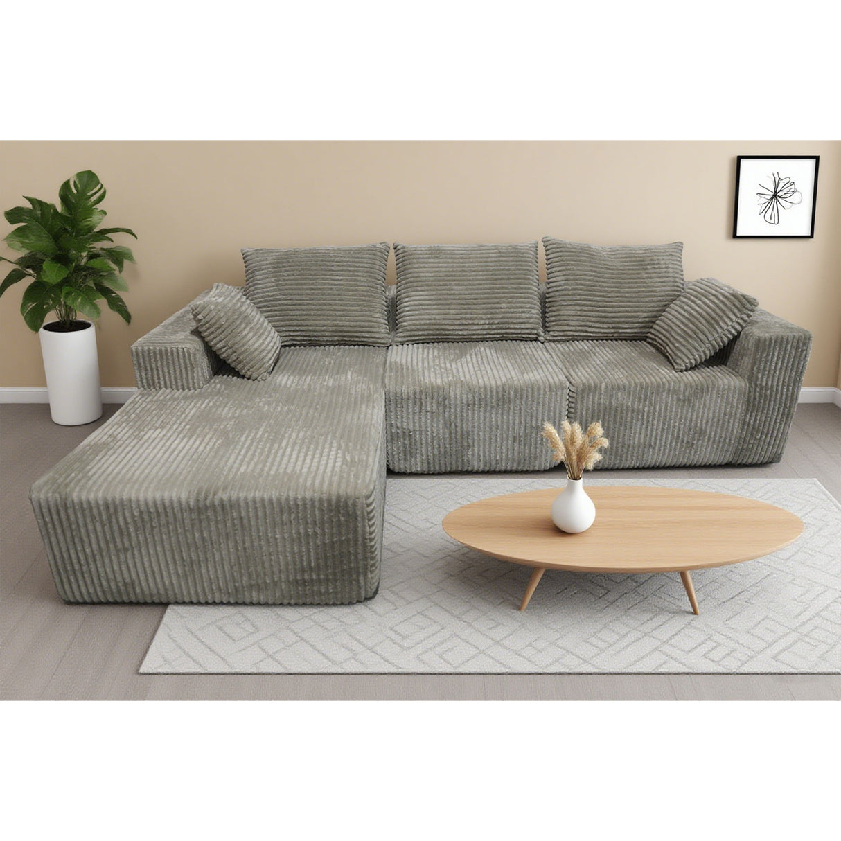 Corner Combination Sofa Sectional Couch With Soft Fabric