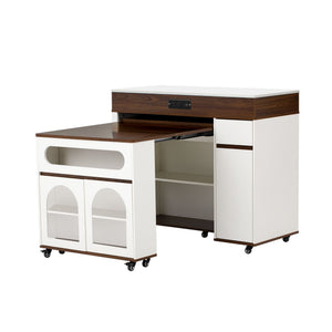 Extendable Dining Table With Folding Top, Rolling Kitchen Island With Drawers And Power Outlet