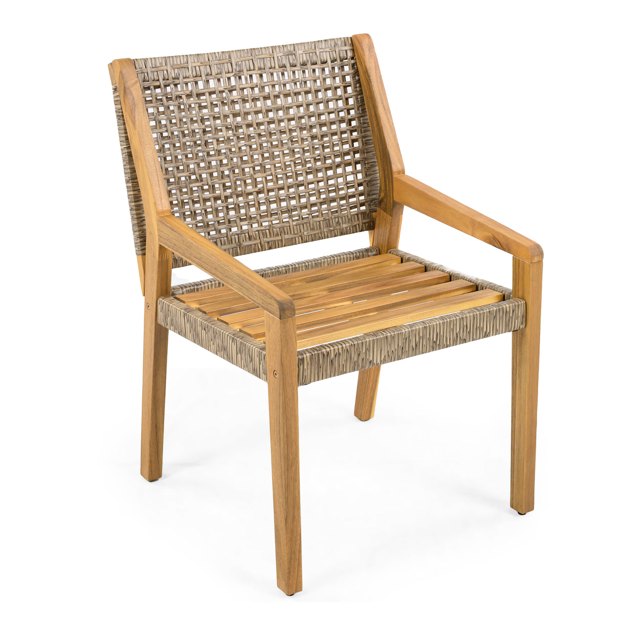 Outdoor Dining Chair Set - Acacia Wood and Wicker