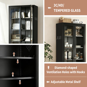 Metal Kitchen Pantry Cabinet with 5 Adjustable Shelves - Steel