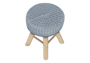 Ottoman, Pouf, Footrest, Foot Stool, Round, Natural Wood Legs, Contemporary, Modern