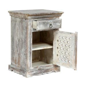 Wooden Nightstand With 1 Drawer 1 Door