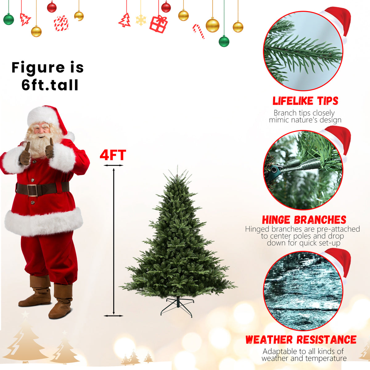 Full-Shaped 4FT Christmas Tree with 714 Tips