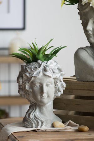 Cement Bust Wall Planter Indoor Outdoor Home Garden Decor, 8 - Gray
