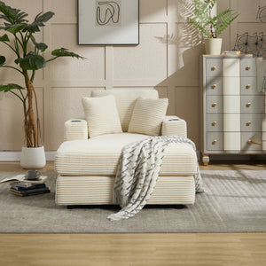 Corduroy Upholstered Chaise Lounge Sofa