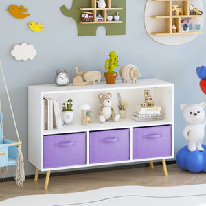 Bookcase With Collapsible Drawers, Book Display Organizer