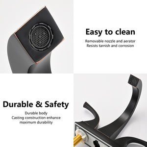 Two Handle 4 Inch Centerset Bathroom Sink Faucet with Pop-Up Drain, Oil Rubbed Bronze