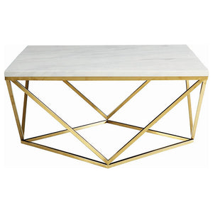 Orion - Coffee Table With Leg Geometric Design - White