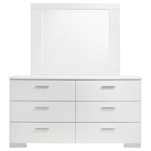 Dulcey - 6 Drawer Dresser With Mirror - Gloss White