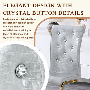 Elegant Design Alligator Skin Upholstered Dining Chairs